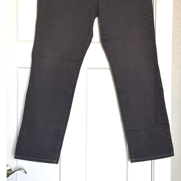 Eileen Fisher 30” Inseam Black Straight Jeans Size 14 Organic Cotton Stretch - Picture 3 of 6